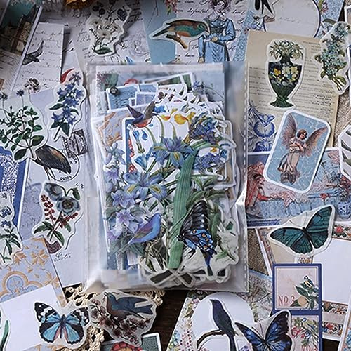 Alideco 200pcs Scrapbook Paper Kit Kawaii Vintage Botanical Flowers Scrapbook Supplies Pack Washi Bullet Journals Planners Collage Album Aesthetic Cottagecore