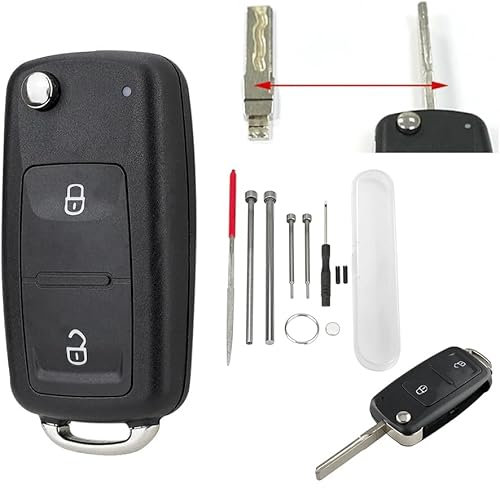 VW Volkswagen Clé pour Amarok, Transporter T4 T5 T6, Pollo, Golf, Bora - 2 Boutons avec Outils de Démontage de Broche