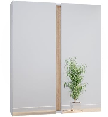 Vicco Badspiegelschrank Gloria, Badezimmerspiegel, Weiß/Sonoma, 70.4 x 84 cm mit 2 Türen