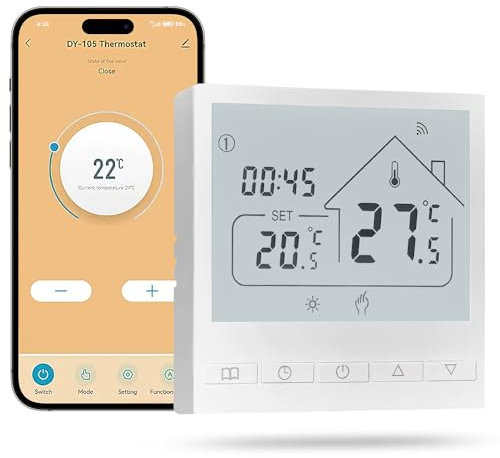 Tuya Thermostats Intelligents Thermostat de Chauffage Thermostat d'ambiance Thermostat WiFi Thermostat pour Chauffage par Le Sol électrique Compatible avec Alexa, Google 16A TOL47