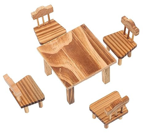 Yardwe Retro Kleines Holz-möbelset Miniatur Tisch Und Stuhl Langlebige Chinesische Dekoration Puppenhaus Möbel Für Schreibtisch Zimmerschmuck Traditionelles Emulationsortiment