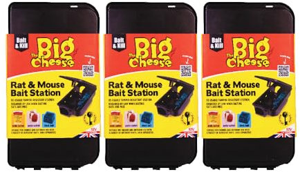 The Big Cheese rat & Mouse Bait Station Unbaited x3, black