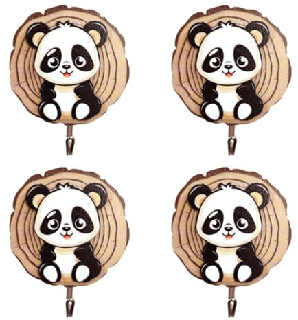 KXUSW 4 Pièces Crochets à Vêtements pour Enfants,porte manteau mural enfant, porte manteau enfant, Cadeau de Décoration de Chambre d'Enfant pour Armoire (Motif Panda)