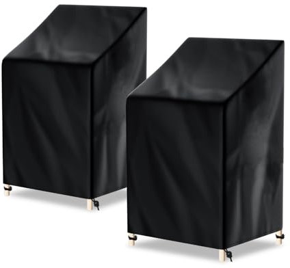 Awnic 2 Packungen Gartenstuhl Abdeckung Wasserdicht 65x75X85/120cm, 210D Oxford Gewebe Abdeckung Gartenstühle Wasserdicht Reißfest Winterfest Anti-UV Abdeckhaube für Stapelstühle Hochlehner