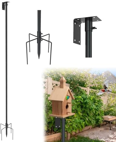 Vogelhaus Ständer, 203 cm Vogelhausständer, Verstellbar Vogelfutterstange Vogelfutterstation Pole Kit Stützstange Universalständer Set mit 5 Zinken für Outdoor Hof Vogelhaus Stangenhalterungsset