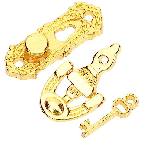 Abaodam 1set Mini House Door Accessories Tiny House Door Lock Key Letter Box Scale Dollhouse Decor Antique Style for Crafts and Collectors