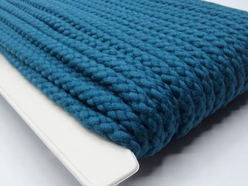 Baumwollkordel 8 mm – 100 % Baumwolle – Meterware ab 1 m – in 36 Farben – Kordel zum Nähen für Turnbeutel, Taschen, Kleidung, Hoodies, Jogginghosen, Accessoires & DIY-Projekte (Petrol)