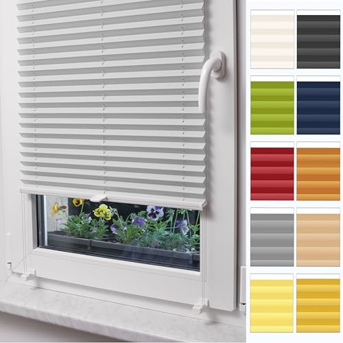 Plissee ohne Bohren nach maß, Plissee klemmfix, Plisseerollo innen, Fensterrollo Sonnenschutz (Höhe von 50 cm bis 149 cm)