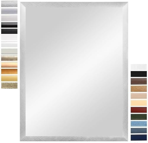 PrimeLuxe Wandspiegel 80 x 100 cm (Außenmaß) in Alu-Criss-Cross | Farbe und Größe wählbar | Ganzkörperspiegel | Bad & Flur Spiegel | mit Holz Rahmen | Made IN Germany