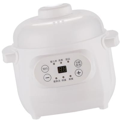 Elektrischer Slow Cooker aus Keramik, 200 W, Zuverlässig, Timing-Funktion, 1 L, Vielseitig, Praktisch, Praktische Verwendung für Reis (EU-Stecker)