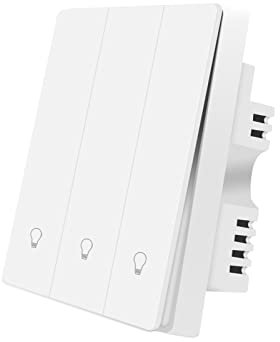 ZigBee Smart Light Switch 1Pack, Work with Alexa Google Home, Pushbutton Switch with Backlight, Neutral Wire Required, Zigbee Hub Required, 3 Gang