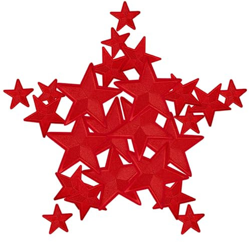 CXWLJL 24PCS Star Iron on Patches Star Embroidered Patches for DIY Crafts Backpacks Bags Hats Coats Clothes Decoration - Red