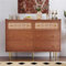 entapuk Schubladenkommode Kommode, Buffetschrank mit 6 Schubladen, Rattan Sideboard Highboard für Schlafzimmer & alle Wohnräume, Nussbaum -H90/B120/T40 cm