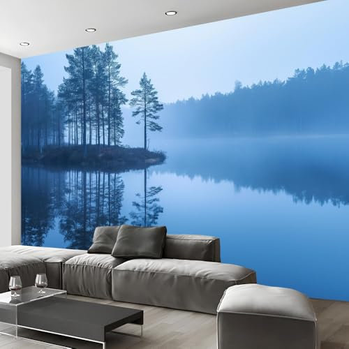 Papier Peint Auto-Adhésif Papier Peint Autocollant Mural En Vinyle, Lac De La Forêt De Pins Scandinaves Plastique Imperméable À L'Eau Avec Dos Collant Autocollant Mural Papier De Contact Peel And