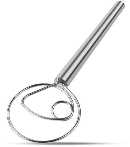 Agttete Frusta danese in acciaio inox con gancio per impastare, per impastatrice e strumenti per la produzione del pane, ideale per gli appassionati di impasti e fruste