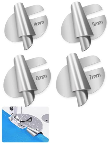 FDCGAS Nähfüße,4 pcs Nähmaschinen Zubehör Rolled Saum Nähfuß,nähen zubehör,Nähzubehör Edelstahl Nähen Rolled Saum Presser Fuß Für Zuhause Geeignet Für Eine Breite Palette Von Nähmaschinen(4mm-7mm)