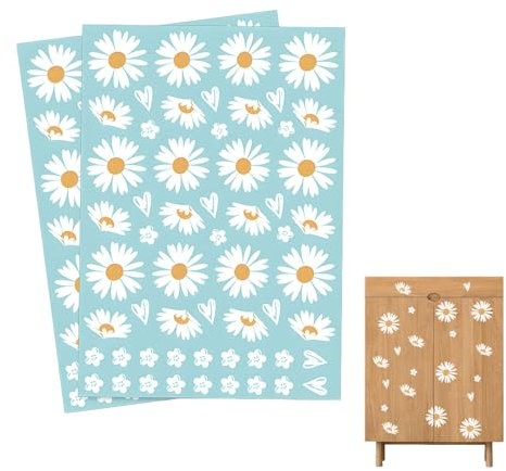 2 Stück Blumen Aufkleber Dekoration für Fahrrad, Laptop, Auto, Handy, Notizbuch - Prilblumen Sommer Sticker