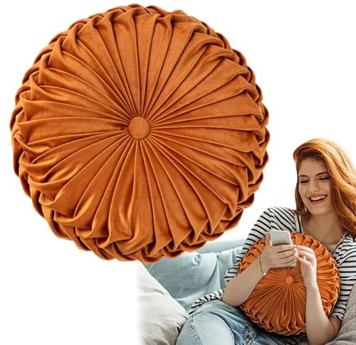Rundes Kissen, Kissen aus Samt, rund, Plissee, Bürostuhlkissen, Samtkissen, rund, Plissee, Sofakissen, Bodenkissen