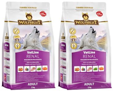 Wolfsblut VetLine Renal Huhn & Süßkartoffel 2 x 2kg Trockenfutter – Diät-Alleinfuttermittel für Hunde mit chronischer Nierenerkrankung, getreidefrei, phosphorreduziert & harnalkalisierend