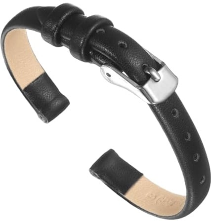 sourcing map Multi-sizes Genuine Leather Band, Flat Thin Elegant Leather Watch Strap for Men and Women