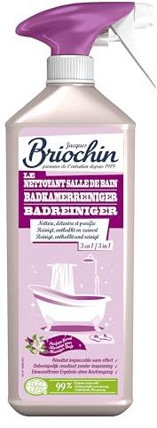 BRIOCHIN Badreiniger 3 in 1 Sprühflasche 750 ml | Für Dusche, Badewanne & Armaturen, reinigt, entkalkt, entfernt Seifenreste, blumiger Duft