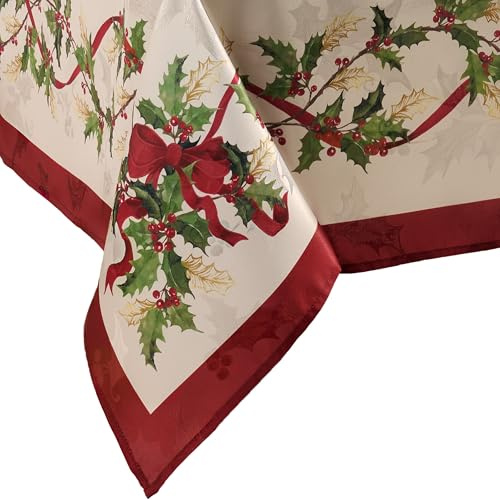 Elrene Home Fashions Villeroy & Boch Winter-Tischdecke mit Schleifen und Girlande, 152,4 x 259,1 cm, rechteckig