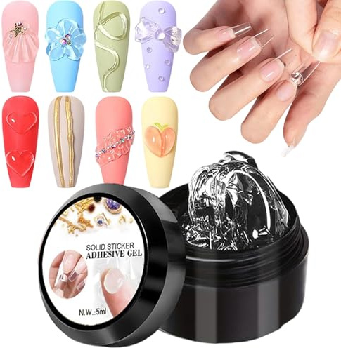 GEMS GEMS NIGURES GLUE - Design 3D Strong | Colle de moulage sans eau 3D | Pointe française dure | Pour femmes et filles Manucure de manucure