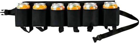 Nexaflow Ceinture à Bière en Oxford pour 6 Canettes ou Bouteilles, Taille Ajustable de 70 à 120 cm, Idéale pour Camping, Randonnée, Festivals, Barbecues et Carnaval
