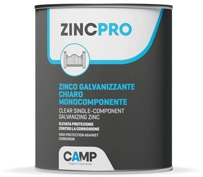 Camp ZINC PRO Liquido, Zinco Galvanizzante, Protettivo, Antiossidante, Chiaro e brillante, 1 Lt
