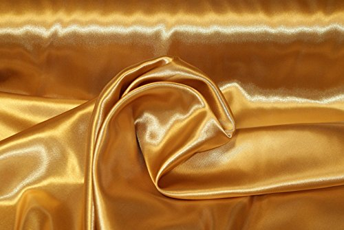 Stoff-Kollektion - Satin Stoff Meterware aus Polyester - Polyestersatin Glänzend & Doppelseitig 150cm breit – Ideal zum Nähen von Kostümen, für Bekleidung, als Dekostoff etc. - Gold