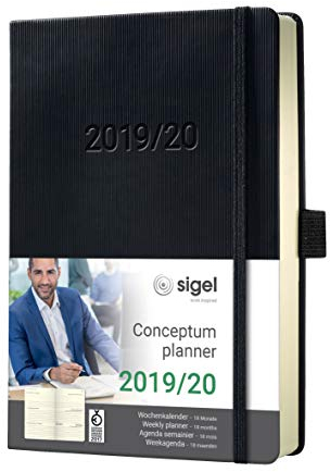 SIGEL C2001 Wochenkalender 2019/2020, 18 Monate, ca. A5, schwarzes Hardcover, Conceptum - weitere Modelle