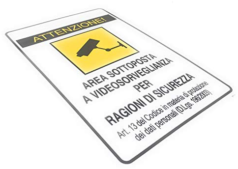 TEMPO DI SALDI Schild mit Videoüberwachung für den Außenbereich, 30 x 20 cm