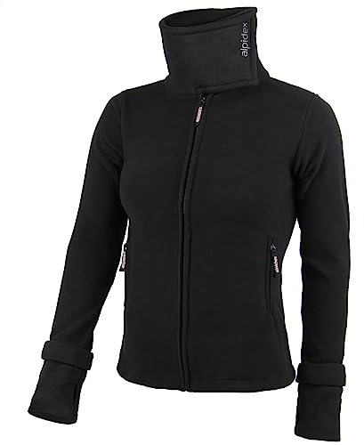 ALPIDEX Giacca Donna Pile Calda Morbido Full Zip Coletto Alto Antivento Felpa Outdoor Caldissima Invernale Termica Cerniera, Taglia:xxl, Colore:black