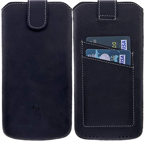 Burkley Handyhülle für iPhone 11 Pro Max Hülle Leder-Hülle kompatibel mit Apple iPhone 11 Pro Max - Rindsleder Case Sleeve mit Kartenfach (Antik Anthrazit)