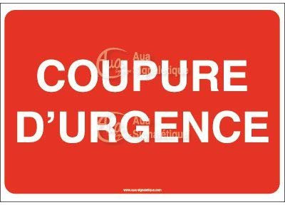 AUA SIGNALETIQUE - Panneau Coupure d'urgence 02-150x105 mm, PVC 1.5mm