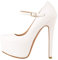 Only maker Damen Plateau Pumps Riemchen Stiletto Mary Jane High Heels Weiß 46 EU