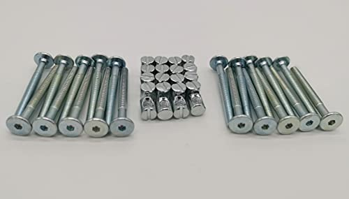 HMH-Shop Bettschraube sechskant M6x50mm / M6x60mm / M6x70mm / M6x100mm Möbelschraube Quermutter M6 (20, Bettschraube M6x60mm + Quermutter)