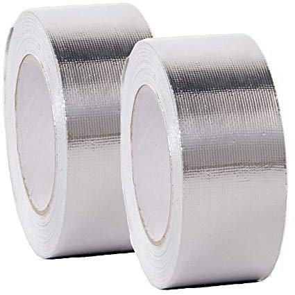 Westspark 2 Rolls 2 Self-Adhesive Silver Heat Reflective Tape, Fiber-Glass Aluminum Foil Tape, Heat Jacketing Insulation Resistant High Temperature HVAC Tape, Metal Repair, Patching Hot Cold Air (2)