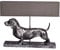 Tischlampe XXL Dackel Leuchte Hund 60cm Lampe Hundefigur Nachttischlampe Hundelampe cw195 Palazzo Exklusiv „VILLA CHARLY“ – Silber Dachshund mit Stoffschirm im englischen Stil