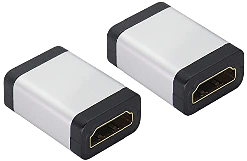 AAOTOKK HDMI Adapter 4K HDMI Connector Female to Female Coupler,Aluminum Alloy HDMI Extender,with 4K@60hz,3D and HDR for HD TV,Computer,PC,Monitor,Laptop,Projector,DVD Player,PS 4/3(2Pack/Silver)