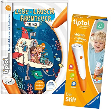 Ravensburger tiptoi Set: Lese-Lausch-Abenteuer Tiefsee (Kinderbuch) + 00110 tiptoi Stift, Lernspielzeug für Kinder