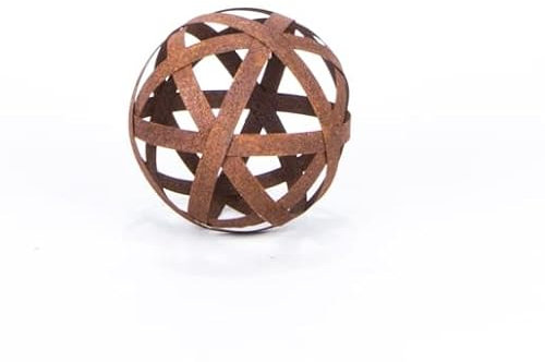 ecosoul Kugel Rostkugel Dekokugel verrostet Bänder Gartenkugel Metall Rost Deko Edelrost Verschiedene Durchmesser 1 Stück (20cm Durchmesser)