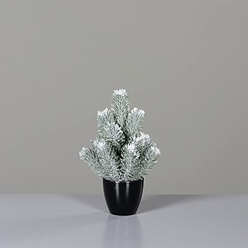 Seidenblumen Roß Mini Tannenbaum mit Schnee und EIS 24cm im Topf DP künstlicher Weihnachtsbaum Kunststoff 100% PE