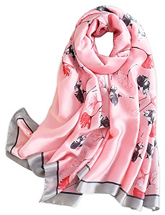 Silk scarf Women Shawl Yellow Scarf Stain Neckerchief Head Wrap Thin Scarf Ladies Beach Shawl Vintage Bridal Chiffon Scarf Muslim Colorful Cloth Christmas Decorations Scarf Belt (Leaf)
