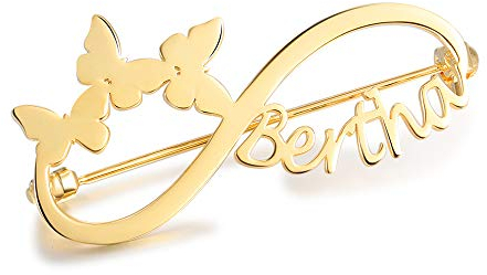 Albertband Personalisierte Name Schmetterling Brosche Pins für Frauen Graviert 1 Name und Geburtsstein Pin Broschen Rede Meetings Party Brosche in Gold/Roségold/Silber (#style 1)