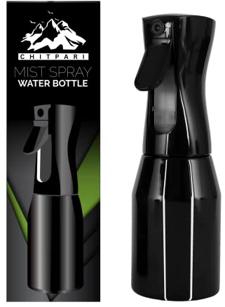 CHITPARI 300ml Water Spray Bottle, Continuous Empty Mist Spray Bottle, Fine Misting Spray Bottles for Hair Cleaning Barber Face Moist Hairdressing ironing Plant Pet & Gardening - Black
