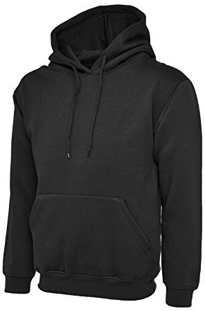 Mens Classic Plain Pullover Hooded Sweatshirt Hoodie Sweater (22 Colours) (4XL, Black)