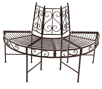 Lomadox Baumbank Bank Gartenbank Halbkreis in Rost-Optik