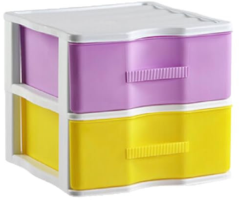 AC - Cajonera de Almacenamiento WGN - 2 Cajones - Torre de Almacenamiento Multiusos para Oficina, hogar, Escuela, etc - 32,5 x 37 x 39 cm - Blancolor Aleatorio