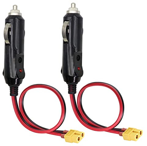 AAOTOKK XT60 Zigarettenanzünder Kabel, 16AWG 12V Zigarettenanzünder Stecker auf XT60 Stecker Adapter Ladekabel Kompatibel mit Freestyle Fpv Drone Akku Ladekabel (0.3M Female)